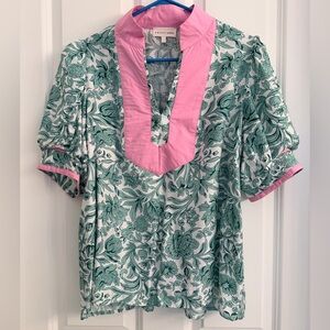 entro Pink-Trim Floral Print top